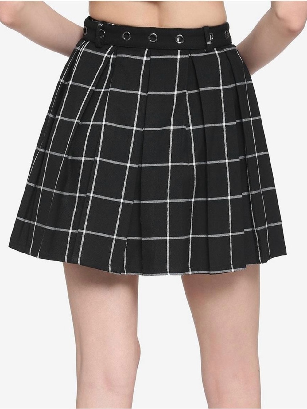Hot Topic Black Windowpane Circle Skirt